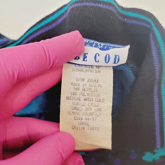 VTG 90s Paisley Blouse Sweater L Oversized Boxy Shoulder Pads USA Made - Picture 7 of 9